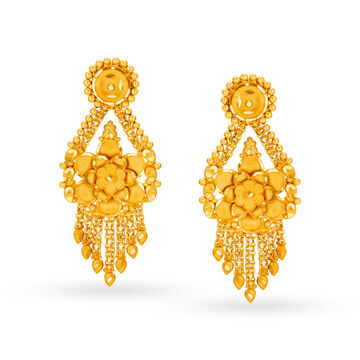 Mesmerising Floral Gold Drop Earrings