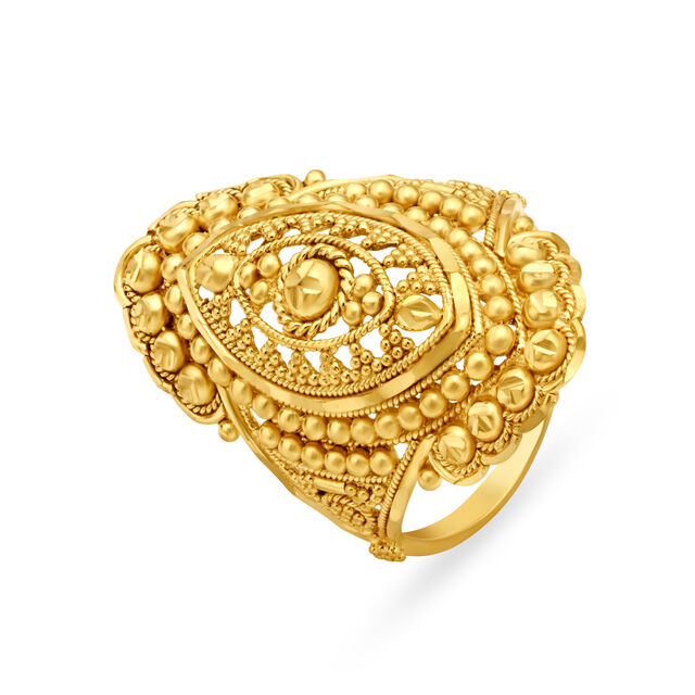 Intriguing 22 Karat Yelow Gold Boat Finger Ring