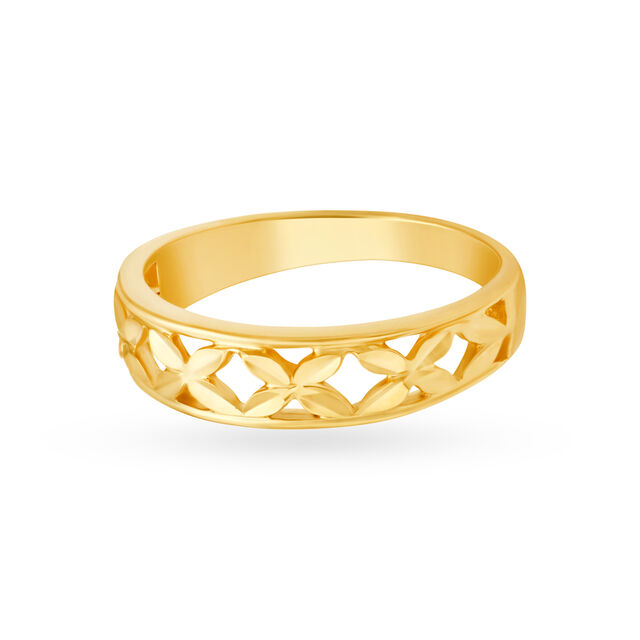 Classic 22 Karat Yellow Gold Floral Finger Ring,,hi-res 2
