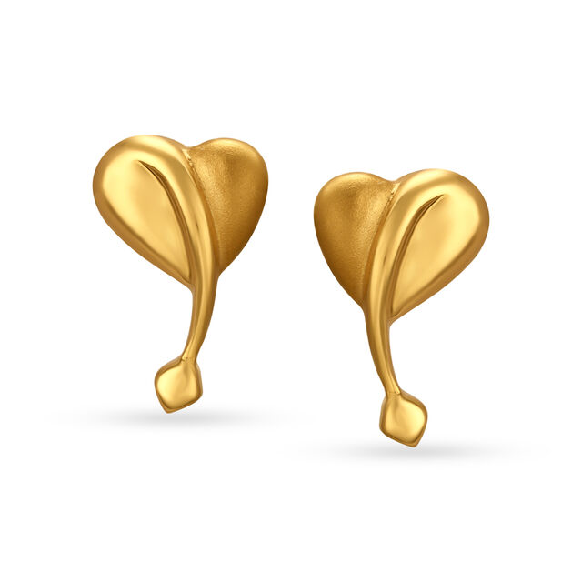 Heart Shaped Charming Gold Studs,,hi-res 