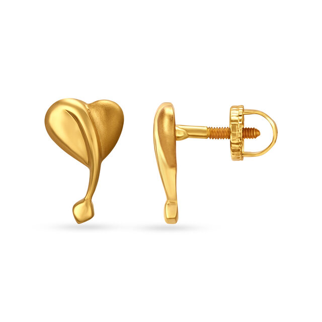 Heart Shaped Charming Gold Studs,,hi-res 2