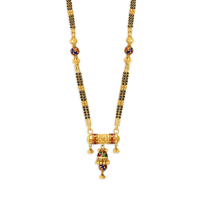 Brilliant Yellow Gold Enamel Bead Mangalsutra