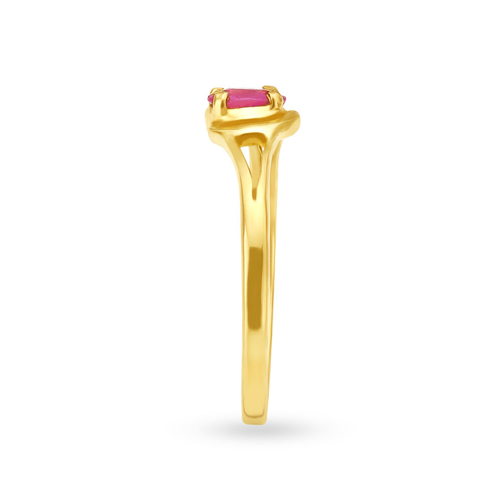 Buy Charming 22 Karat Yellow Gold And Ruby Looped Finger Ring at Best ...