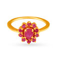 Stylish 22 Karat Yellow Gold Flower Finger Ring,,hi-res 2