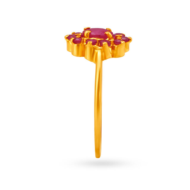 Stylish 22 Karat Yellow Gold Flower Finger Ring,,hi-res 3