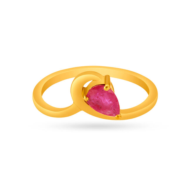 Classy 22 Karat Yellow Gold Teardrop Finger Ring,,hi-res 2