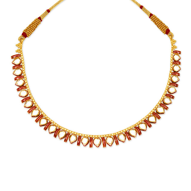 Sleek Radiant Gold Necklace Set with Enamel