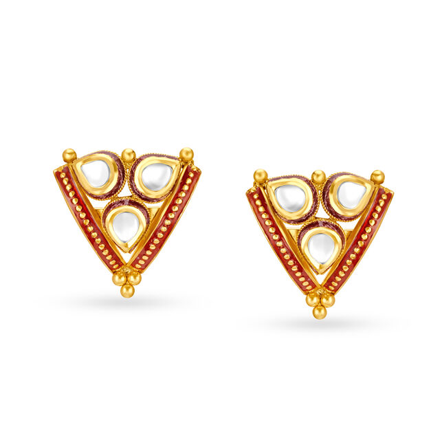 Sleek Radiant Gold Necklace Set with Enamel