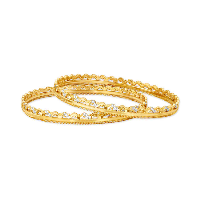Charming Yellow Gold Coronet Bangles 