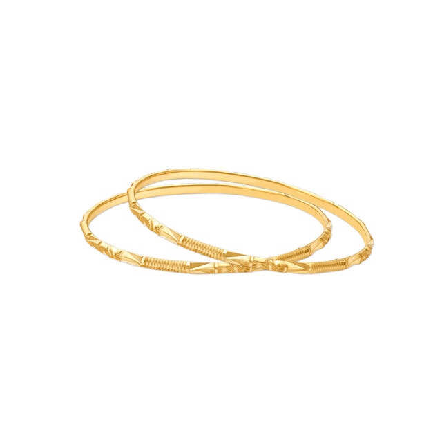 Ornate Yellow Gold Carved Bangles,,hi-res