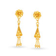 Modish 22 Karat Yellow Gold Floral Drop Earrings 