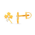 Glowing Leaf Pattern Fancy Gold Stud Earrings,,hi-res 2