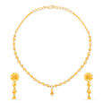Distinctive Yellow Gold Etched Necklace and Earrings Set 