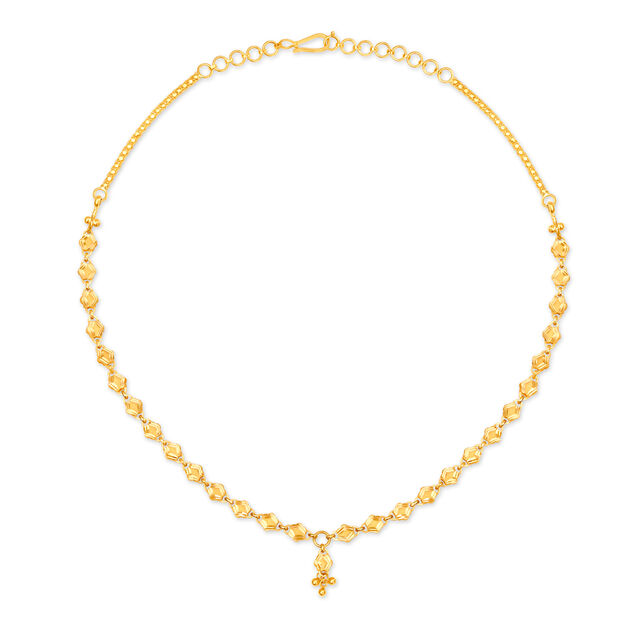 Distinctive Yellow Gold Etched Necklace and Earrings Set 2