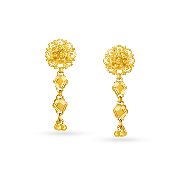 Distinctive Yellow Gold Etched Necklace and Earrings Set 4