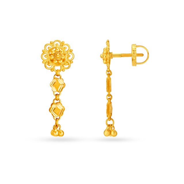 Distinctive Yellow Gold Etched Necklace and Earrings Set 5
