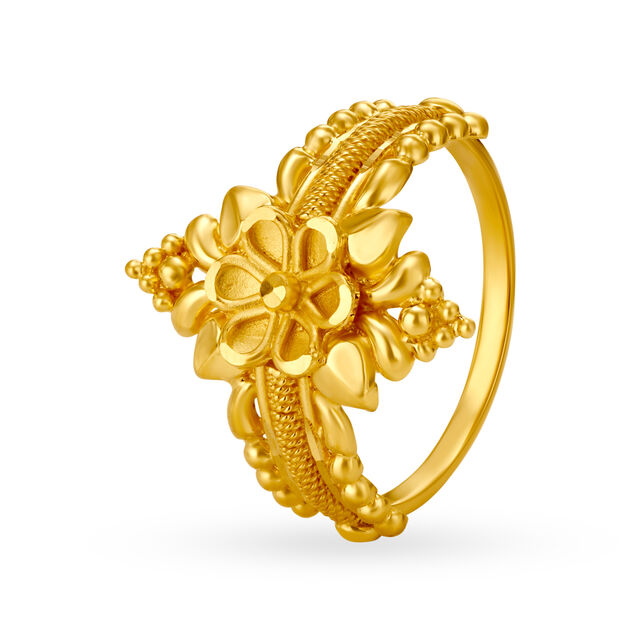 Enchanting Floral Gold Finger Ring,,hi-res 