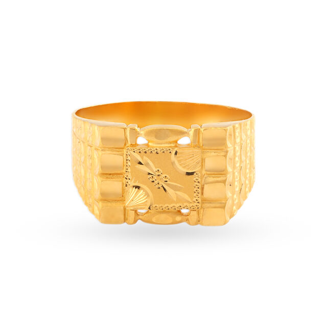 Dazzling 22 Karat Yellow Gold Grid Pattern Finger Ring,,hi-res 2
