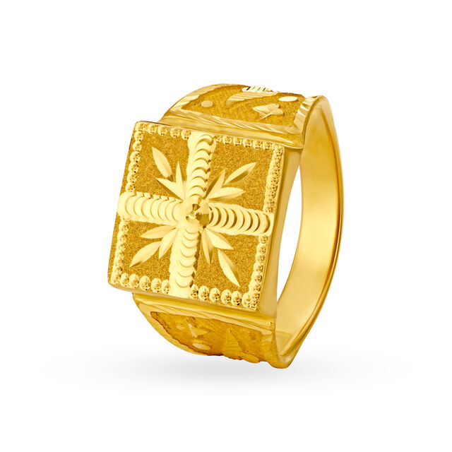 Geometric 22 Karat Yellow Gold Finger Ring,,hi-res 