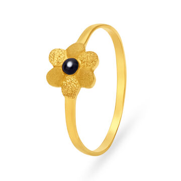 Simplistic 22 Karat Yellow Gold Textured Flower Finger Ring