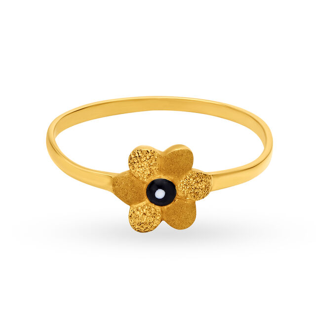 Simplistic 22 Karat Yellow Gold Textured Flower Finger Ring,,hi-res 2