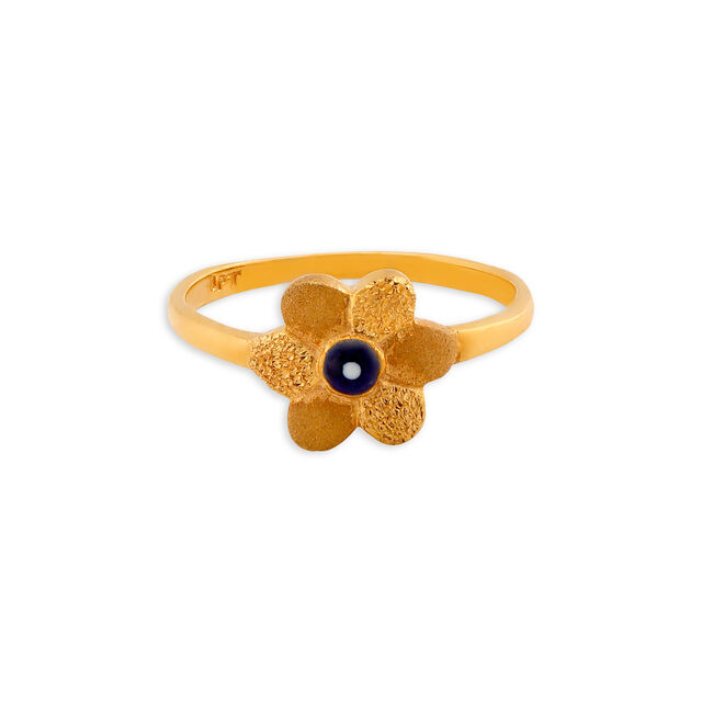 Simplistic 22 Karat Yellow Gold Textured Flower Finger Ring,,hi-res 4