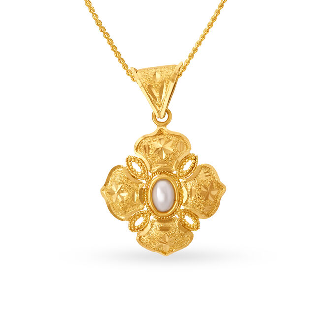 Majestic 22 Karat Yellow Gold And Pearl Floral Pendant,,hi-res 