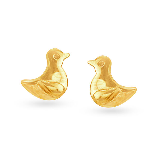 Adorable 22 Karat Yellow Gold Bird Stud Earrings