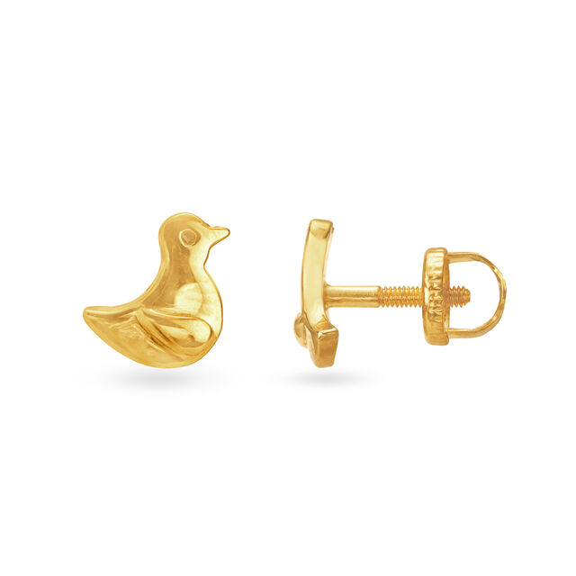 Adorable 22 Karat Yellow Gold Bird Stud Earrings