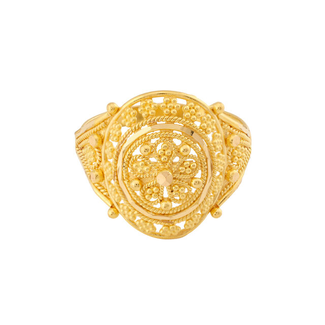 Opulent Floral Gold Ring,,hi-res 4