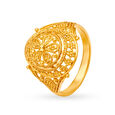 Elongated Rawa Work Gold Finger Ring 