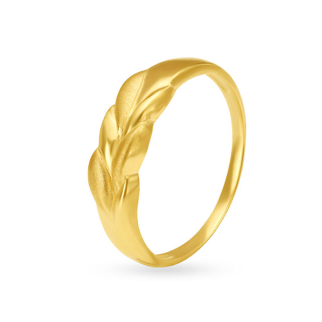 Exciting 22 Karat Yellow Gold Leaf Finger Ring,,hi-res