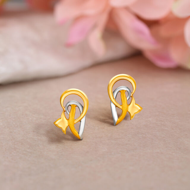 Artistic 18 Karat Yellow Gold Floristic Stud Earrings,,hi-res 