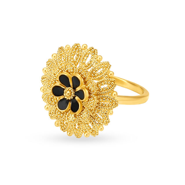 Elaborate 22 Karat Yellow Gold Ring With Beadwork
