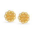 Beautiful 22 Karat Yellow Gold Floral Studs 2