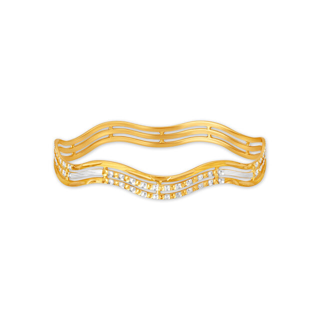 Splendid Yellow Gold Waved Bangle 
