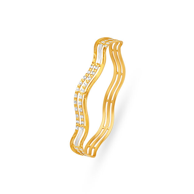 Splendid Yellow Gold Waved Bangle 2