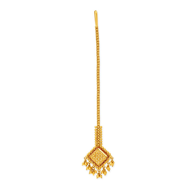 Exquisite 22 Karat Yellow Gold Checkered Maang Tikka,,hi-res 