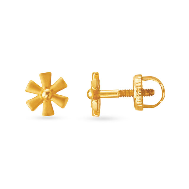 Contemporary Floral Gold Stud Earrings for Kids,,hi-res 2