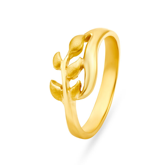 Arresting 22 Karat Yellow Gold Leaf Pattern Ring,,hi-res 