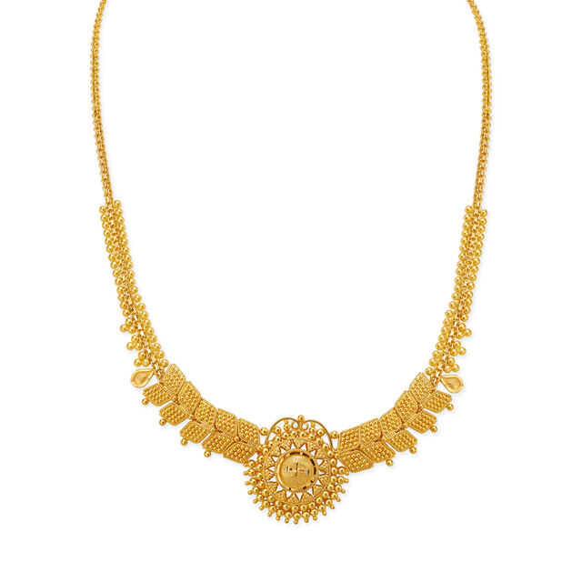 Intricate Yellow Gold Beaded Necklace and Earrings Set,,hi-res 2