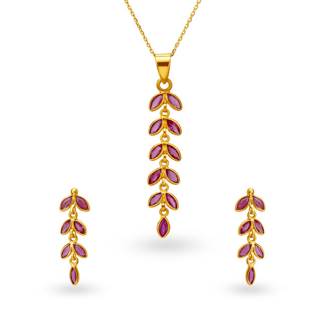 Mona Ruby Pendant Earrings Set 3