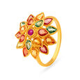 Magnificent 22 Karat Yellow Gold Colourful Stone Studded Finger Ring,,hi-res 