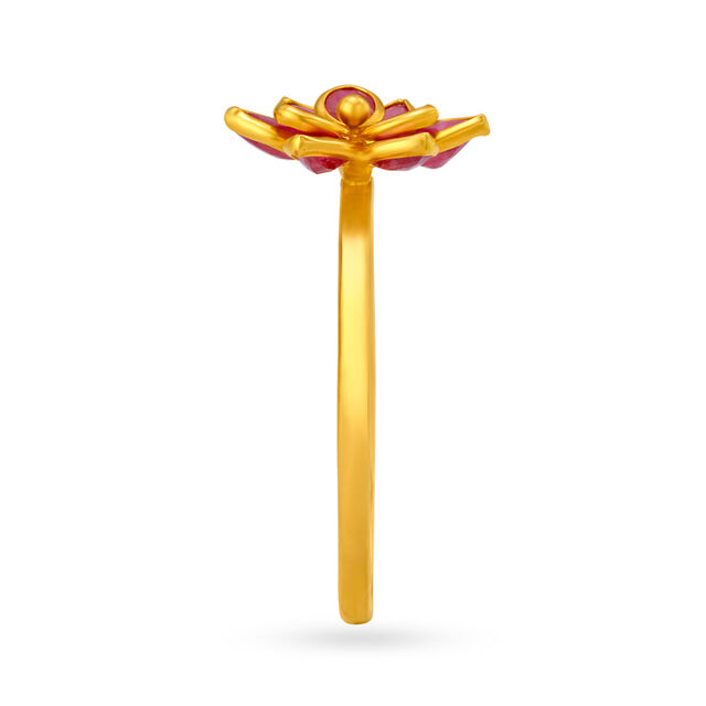 Charming 22 Karat Gold And Ruby Flower Ring,,hi-res