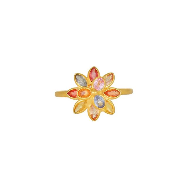 Antique 22 Karat Yellow Gold Floral Finger Ring,,hi-res 