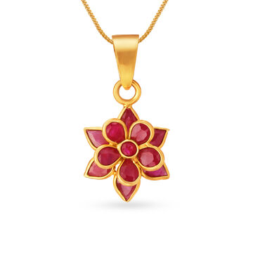 Enticing 22 Karat Yellow Gold Edgy Flower Design Pendant