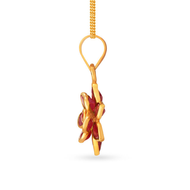 Enticing 22 Karat Yellow Gold Edgy Flower Design Pendant,,hi-res