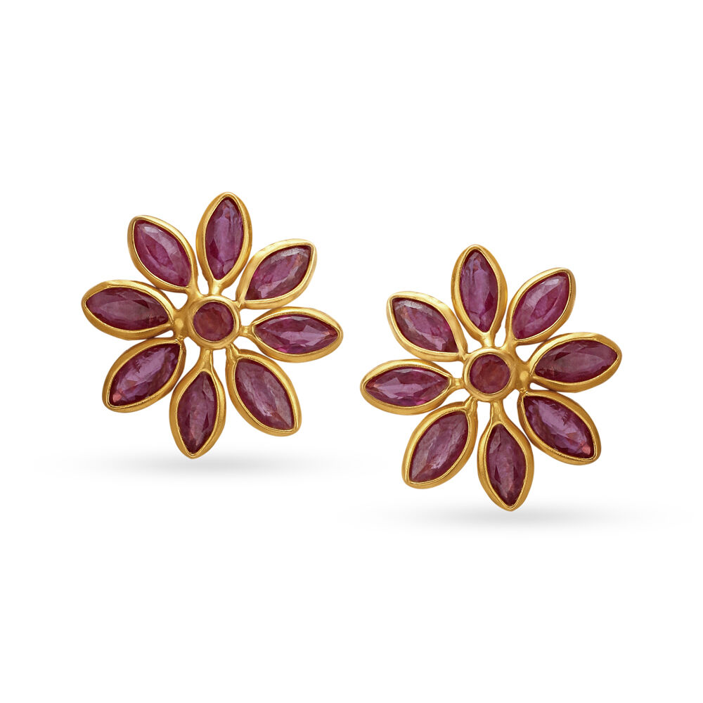 Tanishq earrings ruby shop