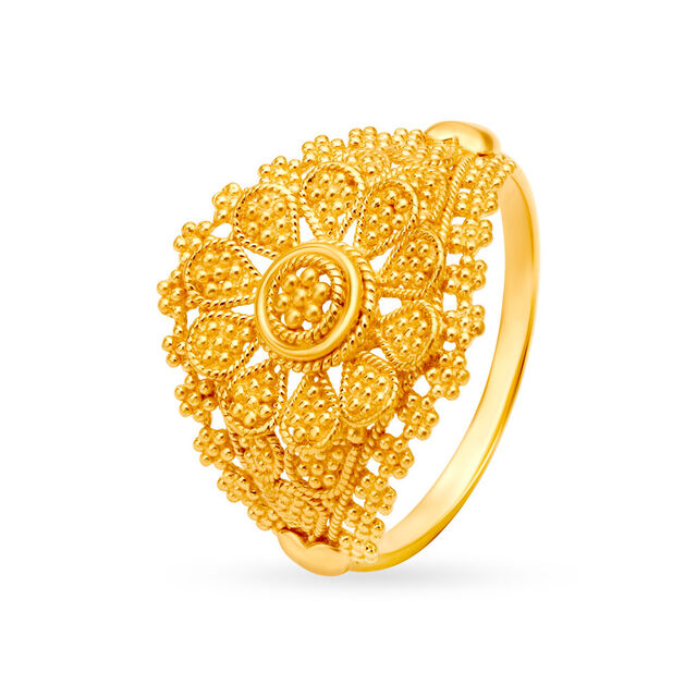 Majestic 22 Karat Yellow Gold Floral Statement Ring,,hi-res