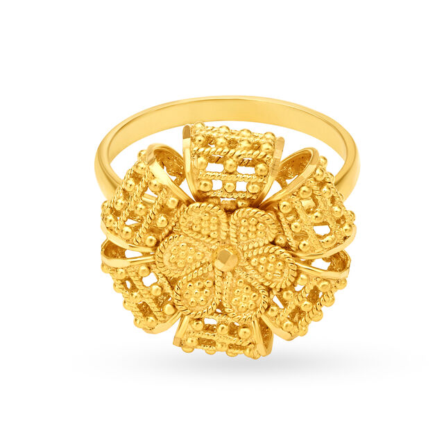Magnificent 22 Karat Yellow Gold Beaded Floral Statement Ring,,hi-res 3